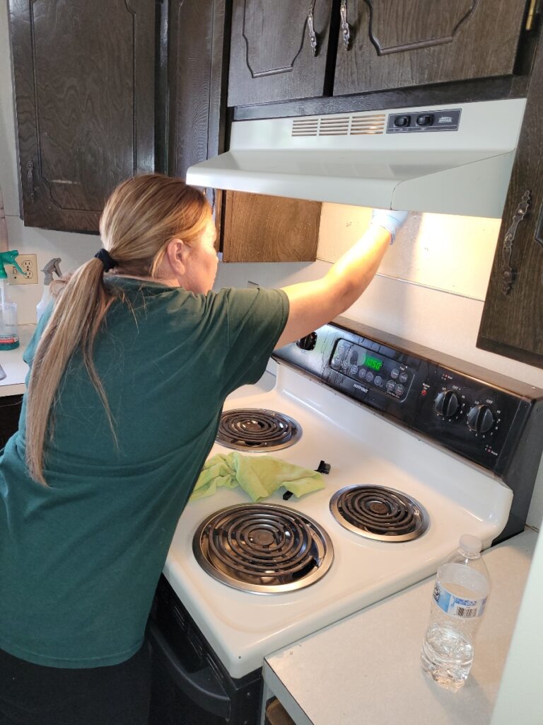 detail cleaning of stove